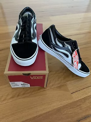 BNIB Vans Old Skool Sneaker Shoe - Black / White Reflective Flame - Mens Size 10 • $50