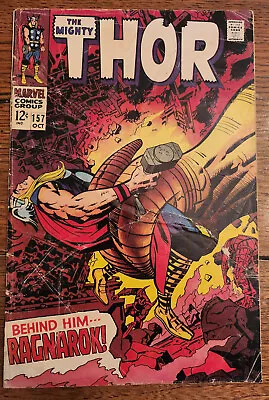 THE MIGHTY THOR #157 Marvel 1968 1st App. GUNTHARR BEHIND HIM...RAGNAROK! - G/VG • $9.99