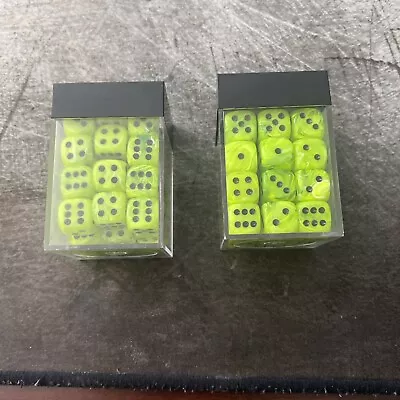 Chessex D6 Dice 12 Mm 6 Sided Dice Green Black 72 Count • $10.50