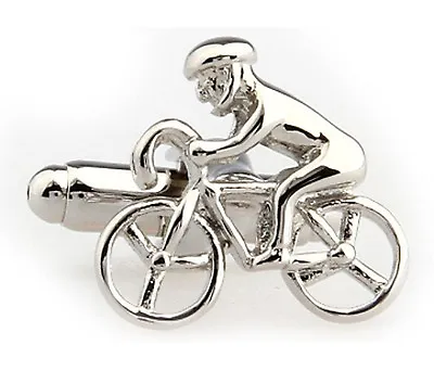 £4.29 • Buy Gift Bag+ Bicycle Cuff Links Silver T Triathlon Cufflinks Cycling Bike Sports BC