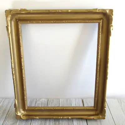 VIntage Rectangle Art Nouveau Aesthetic  Wood & Gesso Gold Frame 15  X 13  • $115