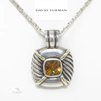 NYJEWEL David Yurman 925 Silver 14K Gold Citrine Enhancer Pendant W Silver Chain • $595