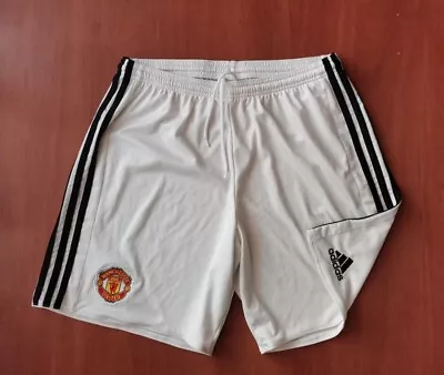 Manchester United 2017/2018 Home Football Shorts White Adidas  Mens Size L • $24.99