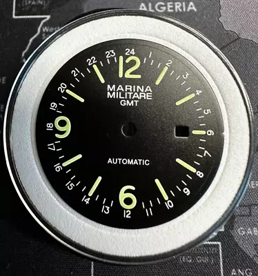 36.3mm BLACK Marina Militare GMT Dial For ST2555 Movements C3 Lume 24 Hr Indices • $24.99