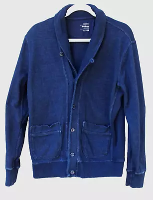 GAP Men’s M Blue Indigo Shawl Collar Heavy Cotton Cardigan • $18.95