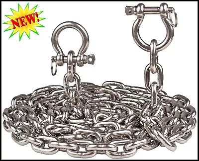 5/16 By 6' - 20' Stainless Steel 316 Anchor Chain 5/16  With 3/8  Bow Shackles • $43.99