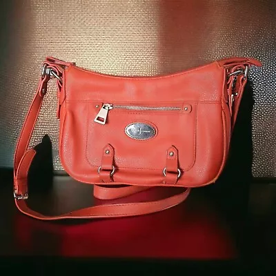 JASPER CONRAN Terracotta Red Faux Leather Cross Body Lined Handbag • £18.50