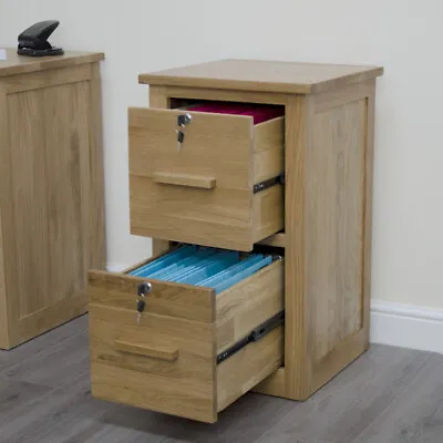 Arden Solid Oak Home Office Furniture Two Drawer Filing Cabinet With Locks • £299