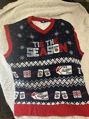 NEW Miller Lite Mens Large Ugly Christmas Sweater Vest Tis The Season XL V Neck • $9.99