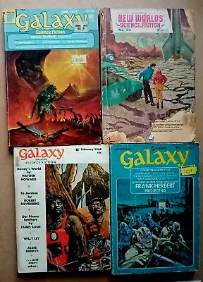 4 X VINTAGE GALAXY / NEW WORLD SCIENCE FICTION MAGAZINES BUNDLE  1950s/60s/70s • £16.75