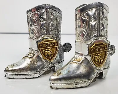 Vintage Metal Cowboy Boot Salt And Pepper Shaker Montana Souvenir Japan 2  High • $8.95