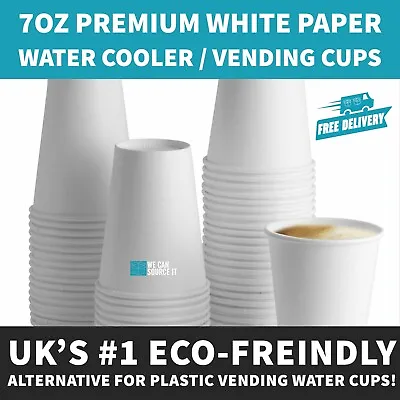 7oz Disposable White Paper Cups Hot And Cold Drinks Vending Cups • £159.95