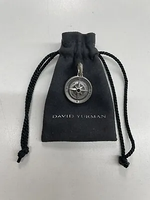 David Yurman Sterling Silver Maritime Compass Amulet Pendant Black Diamond 925 • $310