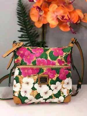 DOONEY & BOURKE White & Pink Flowers Prints North South Crossbody Bag • $116.99