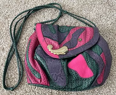 Vintage Nas Bag Leather Patchwork Snakeskin Pattern Korean Crossbody Strap Purse • $40