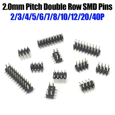 2.0mm Male Pin Header Connector Strip Double Row SMD SMT Pinheader Socket 2-40P • $2.05
