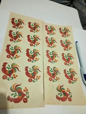 Vintage Water Transfer Ceramic Decals 18 Small Roosters • $8