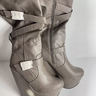 Strap It Up Wedge Boots By Bamboo Taucrp Size 6 • $21