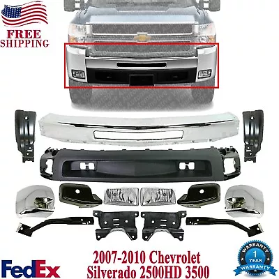 Front Bumper Chrome Kit With Brackets For 2007-2010 Chevy Silverado 2500HD 3500 • $819.15