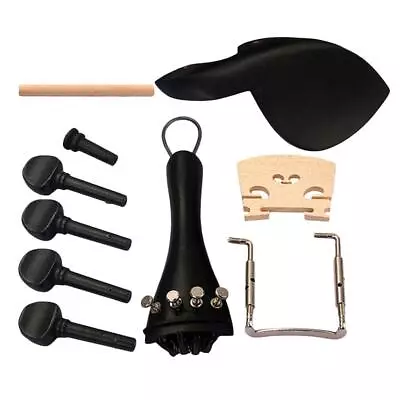 Violin Ebony Parts Set Four/4 Tuning Pegs With Chinrest  Tailpiece Bridge Clamp • $17.55