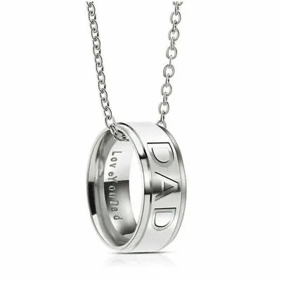 Love You Dad Gifts For Father Day Christmas Pendant Chain Necklace Family • £4.99