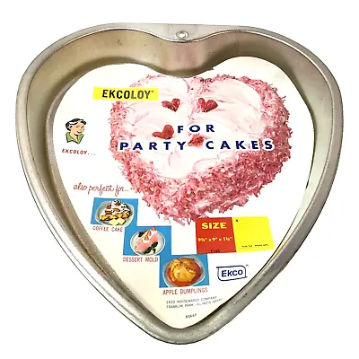 Vintage Valentines Cake Pan Ekcoloy Ecko USA T165 Heart Shaped Steel Baking Tray • $18.17