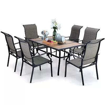 7Pcs Outdoor Dining Set Patio Dining Chairs Wood-like Table With Umbrella Hole • $899.99