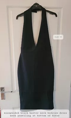 Missguided Black Halter Neck Bodycon Dress Size 14 • £9.50