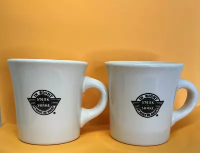 Vintage Steak N Shake Coffee Mugs Buffalo China Heavy Restaurant Cup Ceramic-2EA • $21