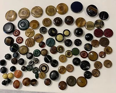 Lot Of 92 Assorted Sizes Vintage Celluloid Buttons  With Metal Backs  • $17.50