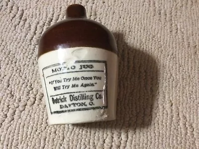 Miniature Motto Jug Advertising Stoneware~Derrick Distilling Co.Dayton Ohio~Flaw • $89