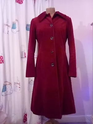 Marks And Spencer Per Una Red Jumbo Cord Fitted Coat 10 Hardly Worn Perfect • £24.99