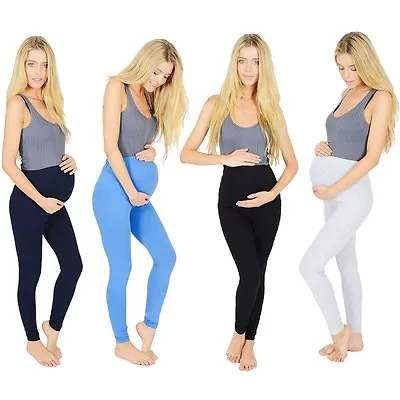 New Thick Comfortable Maternity Cotton Leggings Full Length PREGNANCY V1 • £6.99