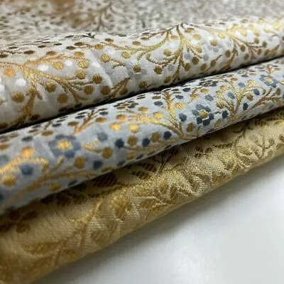 Ornamental  Brocade Fabric Ditsy Floral Gold Metallic Jacquard Material 44  • £21.75