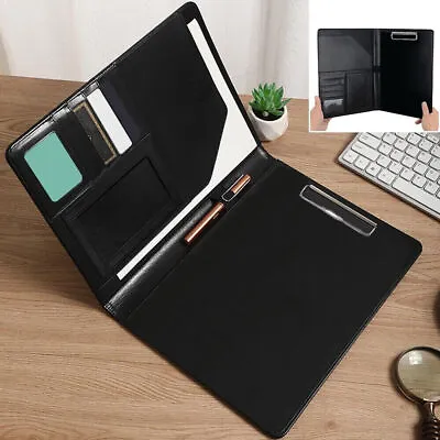 A4 PU Leather Folder Organiser Business Portfolio Case Conference File Black UK • £7.95