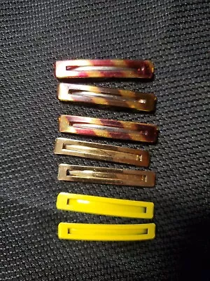 Vintage Stay Tight Open Barrettes Lot Of 7 Tortoise Yellow Gold 2.5  • $19.95