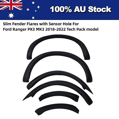Matte Black Slim Fender Flares With Sensor Hole For Ford Ranger PX3 MK3 2018-22 • $159.95