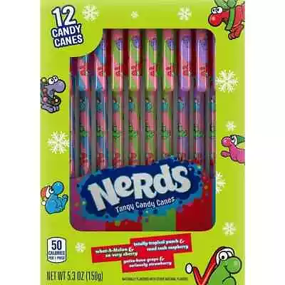 Nerds Holiday Candy Canes Grape Flavor 12 Count Box 5.3oz RARE USA IMPORT • £10.95