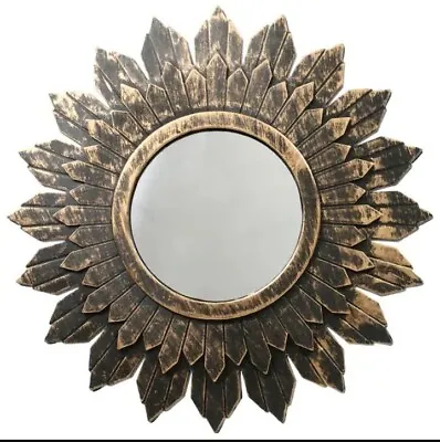 1 Sunburst Starburst Mirrors Gold Black Vintage 9.5x9.5 Home Office Mirror • $15.98