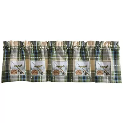 Troutman Patch Green Black Blue Cream Rustic Country Cabin Valance 60  X 14  • $46.95