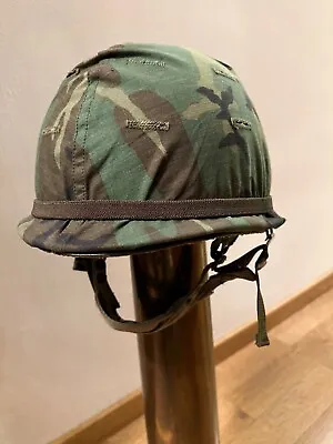 US M1 C Airborne Helmet Complete With Liner And ERDL  Woodland Camo Cover 1979 • $249