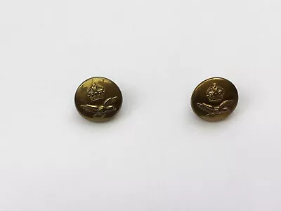 Pair 1950s RAF: ROYAL AIR FORCE OFFICERS BRASS CAP BUTTONS  (13mm Queens Crown) • £6.50