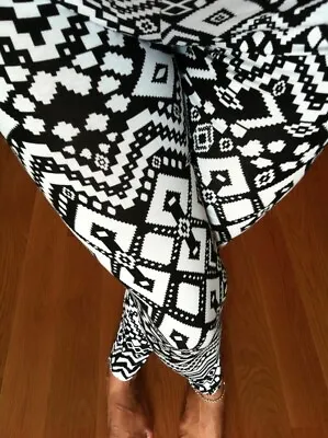 Black White Diamond Tribal AZTEC Ankle Leggings Pants Cotton S M L 2-12 • $4.49