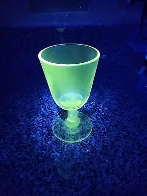 Vintage Green Vaseline Uranium Depression Wine Glass Goblet Stemware 6  • $18