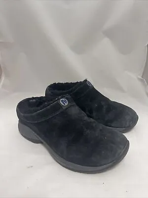 Merrell Primo Chill Mule Slides Womens 7 Black Suede Fur Comfort Shoes • $29.95