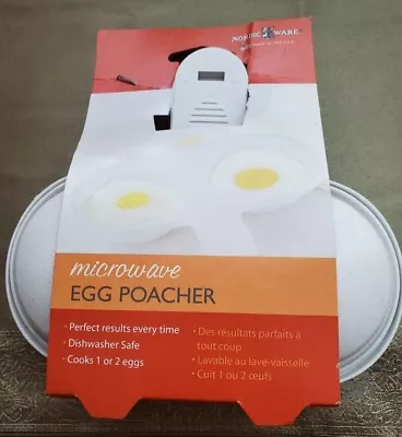 Nordic Ware Microwave Egg Poacher 2 Compartments White Egg Cooker USA New • $8.99