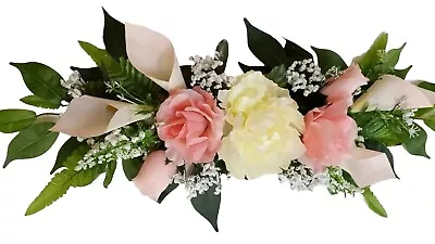 Pink Rose Lily & Cream Peony 24  Wall Arrangement Display-ready Silk Flower US • $28.97