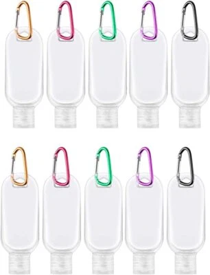 £1.99 • Buy 100x 50ml UK Empty Refillable Plastic Bottles With Belt Clip Hook Travel Sanitiz