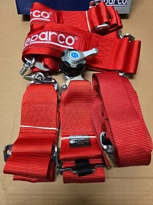 SPARCO STYLE Racing Seatbelts RED 4 Point  Harness Race Bucket • £85.50