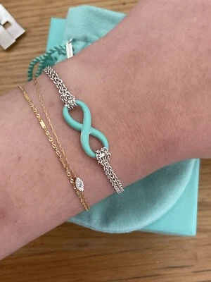 £250 • Buy Genuine Tiffany & Co Enamel Infinity Bracelet  Sterling Silver With Box Pouch
